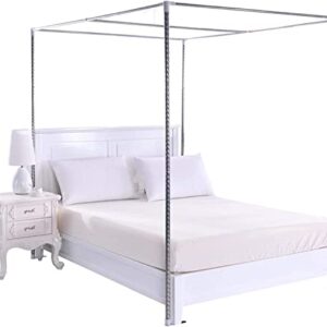 Stainless Steel Canopy Bed Frame,Mosquito Net Door Quattro Canopy Frame, Canopy Frame, Single/Double/King-Size Bed Frame (Color : Silver, Size : 1.8x2m Bed)