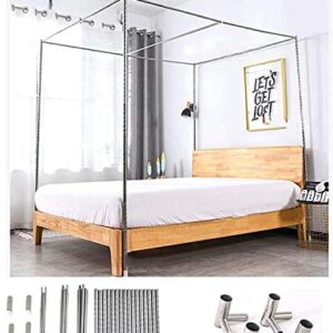 Stainless Steel Canopy Bed Frame,Mosquito Net Door Quattro Canopy Frame, Canopy Frame, Single/Double/King-Size Bed Frame (Color : Silver, Size : 1.8x2m Bed)