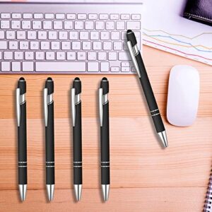 Lragvtbk 8 Pcs Blue Ink Ballpoint Pen with Stylus Tip 2 in 1 Stylus Ballpoint Pen Metal Pens Stylus Pen for Touch Screens School Office Coworkers (Black)