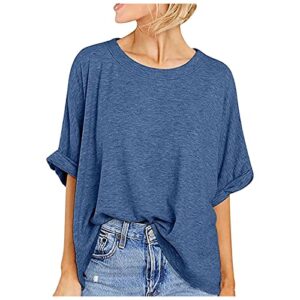 dasayo women plus size tshirts tops crew neck solid half sleeve shirt tunic comfy casual summer plain loose blouse t shirts