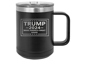 donald trump 2024 make america great again maga heavy duty stainless steel black coffee mug travel tumbler with lid novelty cup great gift idea for conservative or republican