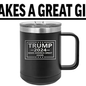 Donald Trump 2024 Make America Great Again MAGA Heavy Duty Stainless Steel Black Coffee Mug Travel Tumbler With Lid Novelty Cup Great Gift Idea For Conservative or Republican