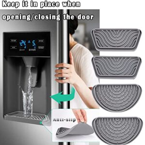 Qteeyou 2 Pcs Refrigerator Drip Catcher Tray, Mini Fridge Drip Tray Protects Ice and Water Dispenser Pan, Fridge Spills Water Pad for Spills, Mineral Build-Up and Water Splatter (Rectangular,Grey)