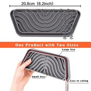 Qteeyou 2 Pcs Refrigerator Drip Catcher Tray, Mini Fridge Drip Tray Protects Ice and Water Dispenser Pan, Fridge Spills Water Pad for Spills, Mineral Build-Up and Water Splatter (Rectangular,Grey)