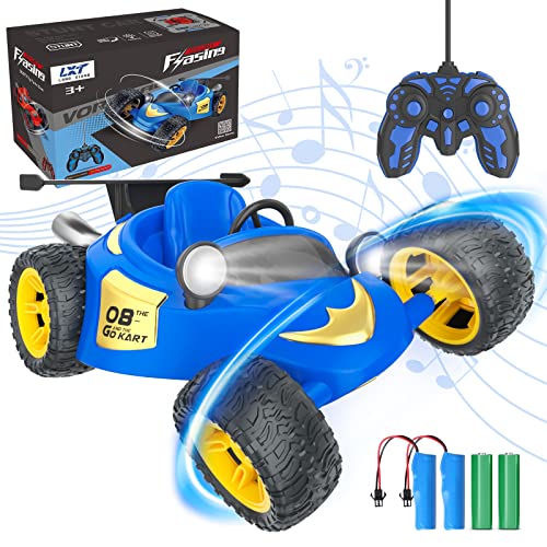 STAVOZE Remote Control Car, RC Stunt Car with 4 Batteries, 2.4Ghz Double Sided 360° Rotating and Tumbling RC Car with Lights and Music, Remote Control Toy Car for Boys/Girls 4-7, 8-12, Birthday/Xmas