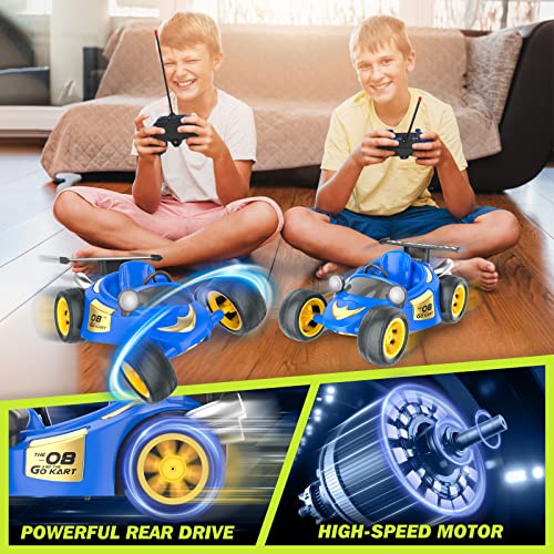 STAVOZE Remote Control Car, RC Stunt Car with 4 Batteries, 2.4Ghz Double Sided 360° Rotating and Tumbling RC Car with Lights and Music, Remote Control Toy Car for Boys/Girls 4-7, 8-12, Birthday/Xmas
