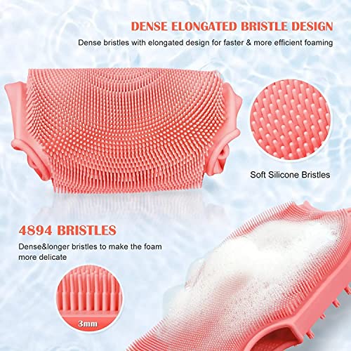 Silicone Body Scrubber for Use in Shower: Silicone Loofah for Men Women with Two Sides - Body Exfoliator Brush for Massage and Foam