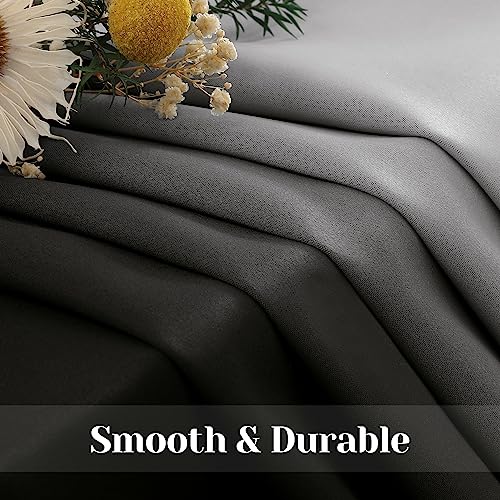 HOMEIDEAS 100% Black Ombre Blackout Curtains for Bedroom, Room Darkening Curtains 52 X 84 Inches Long Grommet Gradient Drapes, Light Blocking Thermal Insulated Curtains for Living Room, 2 Panels