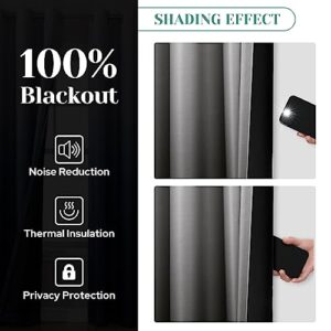 HOMEIDEAS 100% Black Ombre Blackout Curtains for Bedroom, Room Darkening Curtains 52 X 84 Inches Long Grommet Gradient Drapes, Light Blocking Thermal Insulated Curtains for Living Room, 2 Panels