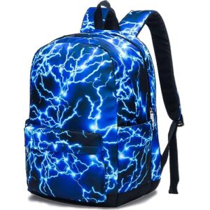 bluefairy boys backpack for teens kids elementary middle school bags child bookbags lightning bookbag laptop teenagers lightweight travel gifts mochila para niños17 inch (blue)