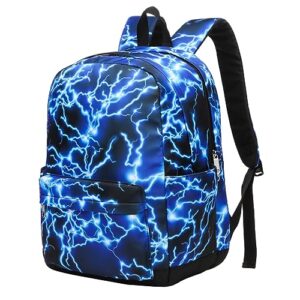 BLUEFAIRY Boys Backpack for Teens Kids Elementary Middle School Bags Child Bookbags Lightning Bookbag Laptop Teenagers Lightweight Travel Gifts Mochila para Niños17 Inch (Blue)