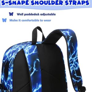 BLUEFAIRY Boys Backpack for Teens Kids Elementary Middle School Bags Child Bookbags Lightning Bookbag Laptop Teenagers Lightweight Travel Gifts Mochila para Niños17 Inch (Blue)