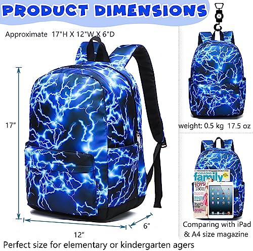 BLUEFAIRY Boys Backpack for Teens Kids Elementary Middle School Bags Child Bookbags Lightning Bookbag Laptop Teenagers Lightweight Travel Gifts Mochila para Niños17 Inch (Blue)