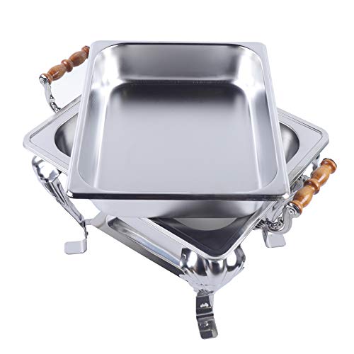 Stainless Steel Warming Container Chafing Dish Food Warmer Food Insulation, Frame Water Trays Food Pan Fuel Holder and Lid Food Warmers for Wedding, Parties, Banquet, Catering Events