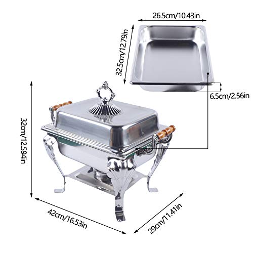 Stainless Steel Warming Container Chafing Dish Food Warmer Food Insulation, Frame Water Trays Food Pan Fuel Holder and Lid Food Warmers for Wedding, Parties, Banquet, Catering Events