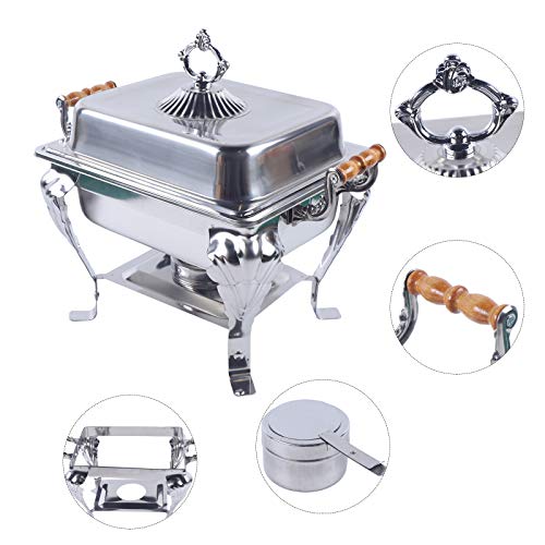 Stainless Steel Warming Container Chafing Dish Food Warmer Food Insulation, Frame Water Trays Food Pan Fuel Holder and Lid Food Warmers for Wedding, Parties, Banquet, Catering Events