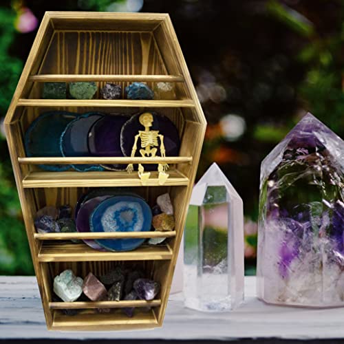 Halloween Decoration-Wooden Coffin Shaped Tea Bag Holder-Gothic Vertical Tea Bag Organizer-Tea Storage Chests-Holds 120 Tea Bags-for Home, Office or Café,Crystal, Agate,Sugar Packets (Pine)