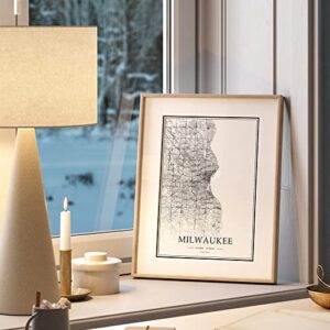 Dear Mapper Milwaukee United States View Abstract Road Modern Map Art Minimalist Painting Black and White Canvas Line Art Print Poster Art Line Paintings Home Decor (Set of 3 Unframed) (12x16inch)