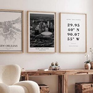 Dear Mapper New Orleans United States View Abstract Road Modern Map Art Minimalist Painting Black and White Canvas Line Art Print Poster Art Line Paintings Home Decor (Set of 3 Unframed) (12x16inch)