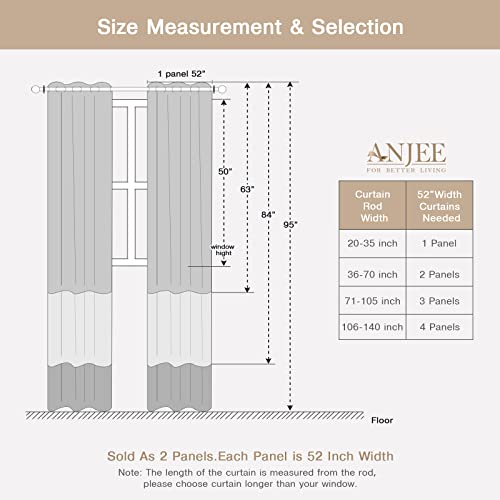 Anjee 100% Full Blackout Curtains for Bedroom 84 Inches Long 2 Panels Set, Textured Linen Living Room Darkening Curtain Light Blocking Window Drapes with Thermal Insulated Liner,Green,52 X 84 Inch