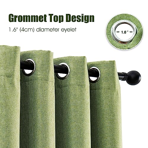 Anjee 100% Full Blackout Curtains for Bedroom 84 Inches Long 2 Panels Set, Textured Linen Living Room Darkening Curtain Light Blocking Window Drapes with Thermal Insulated Liner,Green,52 X 84 Inch