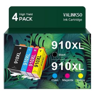 valinkso 910xl ink cartridges combo pack replacement for hp 910xl 910 xl ink cartridges compatible for hp officejet pro 8020 8025 8028 8035 8022 printer (4 pack 910xl ink cartridges combo pack)