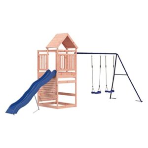vidaxl swing set, outdoor backyard wooden playset playground equipment with slide, playground set for kids age 3-8 years, solid wood douglas