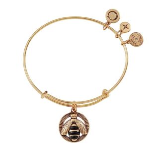 alex and ani bee charm bangle, bangle bracelet, shiny gold finish, 2 to 3.5in