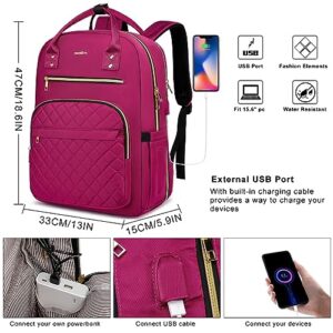 YAMTION 17 Inch Backpack for Women and Teen Girls,School Backpack TSA Laptop Bookbag with USB for College University Students Business Office Work Travel