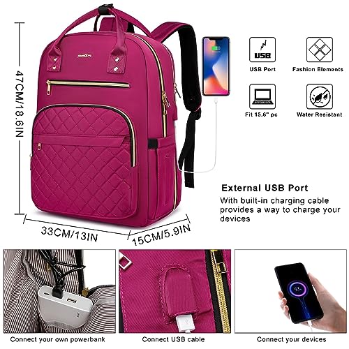 YAMTION 17 Inch Backpack for Women and Teen Girls,School Backpack TSA Laptop Bookbag with USB for College University Students Business Office Work Travel