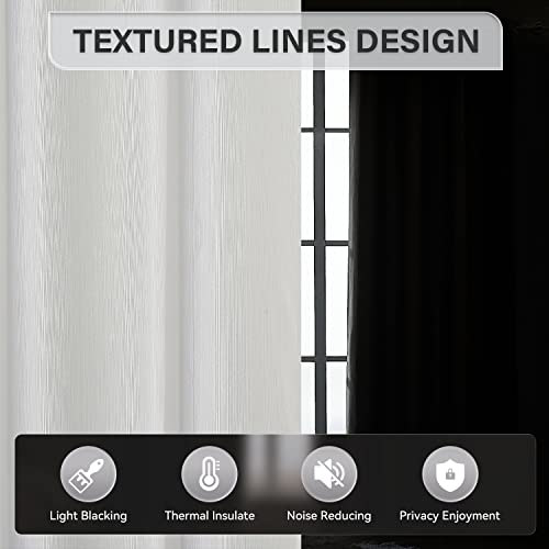 Creamy White Blackout Curtains for Living Room - 2 Panels Set Privacy Room Darkening Curtains, Solid Color Window Panels, Grommet Window Curtains/Drapes for Bedroom Kitchen,52 x 84 Inch