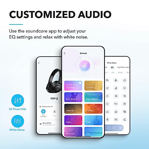 soundcore by Anker Q20i Hybrid Active Noise Cancelling Headphones, Wireless Over-Ear Bluetooth, 40H Long ANC Playtime, Hi-Res Audio, Big Bass, Customize via an App, Transparency Mode, Ideal for Travel