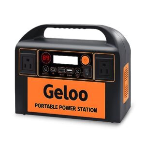 geloo portable power station 300w, 299wh solar generator for camping, portable solar power station 110v/300w ac, usb, pd output, portable generator for home outdoor camping rv travel
