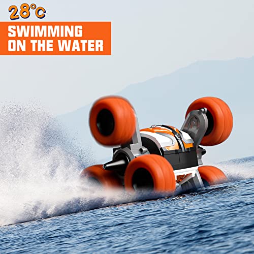 28°C Remote Control Car Waterproof RC Stunt Cars Amphibious Vehicle Double Sided Driving 360 Degree Flips Rotating car Toy Birthday Gift for Presents for Boys/Girls Ages 6+