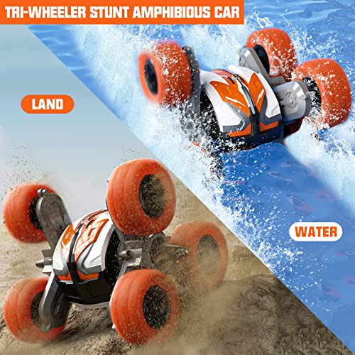 28°C Remote Control Car Waterproof RC Stunt Cars Amphibious Vehicle Double Sided Driving 360 Degree Flips Rotating car Toy Birthday Gift for Presents for Boys/Girls Ages 6+