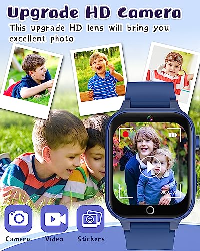 Dolwenqi Kids Smart Watch Boys Toys Age 5-12, 26 Puzzle Games Habit Clock Camera Music Player Flashlight Pedometer 12/24 hr Watches for Kids Birthday Gifts for 6 7 8 9 10 Year Old Boys Girls