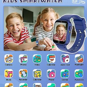 Dolwenqi Kids Smart Watch Boys Toys Age 5-12, 26 Puzzle Games Habit Clock Camera Music Player Flashlight Pedometer 12/24 hr Watches for Kids Birthday Gifts for 6 7 8 9 10 Year Old Boys Girls