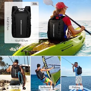 Atarni Waterproof Kayaking Dry Bag Backpack - Lightweight Floating Zipper Drybag Sack & Roll Top for Boating Canoeing Camping Rafting Paddleboarding Swimming Boating Hiking Fishing (Black2, 20L)