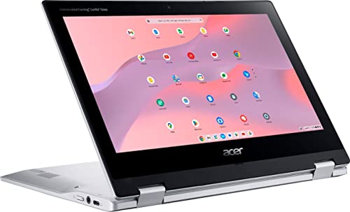 Acer Chromebook Spin 311 Convertible 2-in-1 Laptop, 11.6'' HD IPS Touch Screen, MediaTek MT8183C 8-Core Processor, 4GB RAM, 64GB eMMC, Webcam, 10-Hour Bettary, Chrome OS, Pure Silver/Saz USB Cable