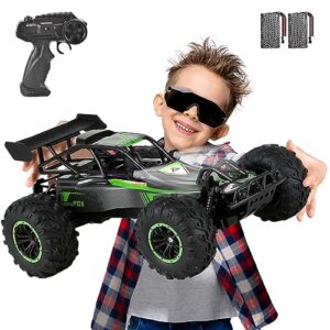 Carox Big Remote Control Car, 1:10 Scale Remote Control Buggy, Outdoor Off-Road Large RC Truck with LED Light-transmitting Shell with 2 Rechargeable Batteries, Remote Control car for Boys 5-12, OX42