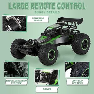 Carox Big Remote Control Car, 1:10 Scale Remote Control Buggy, Outdoor Off-Road Large RC Truck with LED Light-transmitting Shell with 2 Rechargeable Batteries, Remote Control car for Boys 5-12, OX42