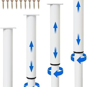 Olldag 4 PCS Adjustable Furniture Legs 10-17 inch for Bed Frame, Metal Adjustable Height Support Legs for Bed/Sofa/Cabinet/Couch/Dresser/Table -Heavy Bed Replacement Legs (White)