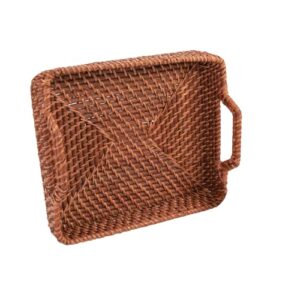 sheltercast rattan rectangular tray with handles for breakfast bed bar dinner parties. (brown(medium))