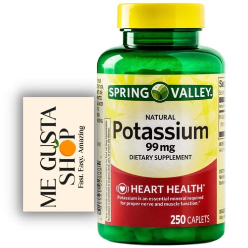 Spring Valley Potassium Caplets 99 mg Dietary Supplement, 250 Count + Me Gustas Sticker (Pack 01)