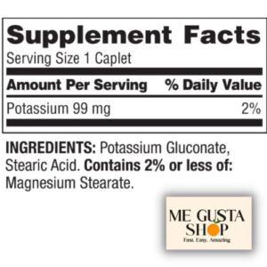 Spring Valley Potassium Caplets 99 mg Dietary Supplement, 250 Count + Me Gustas Sticker (Pack 01)