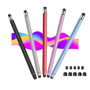 stylus pens for touch screens(5 pack), 10 replaceable tips high precision capacitive stylus pen for ipad iphone android tablets and all universal touch screen devices