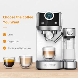 MAttinata Cappuccino, Latte and Espresso Machine, 20 Bar Touch Panel Cappuccino Espresso Maker Stainless Steel with Automatic Milk Frothing System