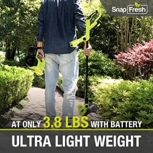 SnapFresh Battery Operated Lawn Trimmer, 20V Line String Trimmer with 13 ft 0.065” Trimmer Line Replacement Spools, 2.0Ah Battery, Fast Charger (Cordless String Trimmer)