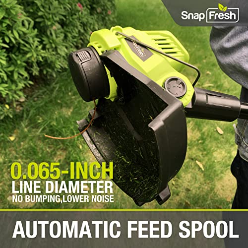 SnapFresh Battery Operated Lawn Trimmer, 20V Line String Trimmer with 13 ft 0.065” Trimmer Line Replacement Spools, 2.0Ah Battery, Fast Charger (Cordless String Trimmer)