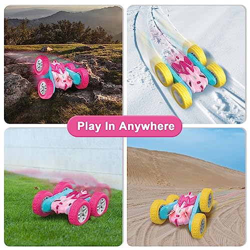 seveclotree Remote Control Car for Kids,360°Rotating Double Sided RC Cars,4WD 2.4Ghz Stunt Car Toys with Headlights,Birthday Gifts Toys for 6+ Year Old Boys and Girls…